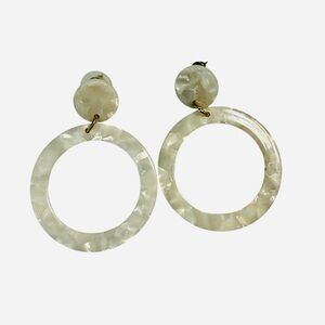 2/$15 Cream Pearlized Acrylic Hoop Drop Earrings Statement Dangle